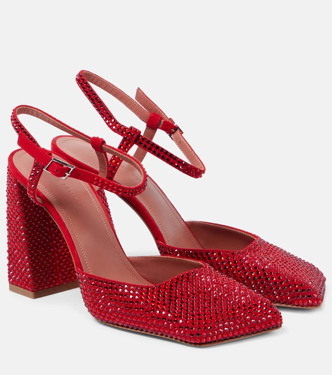 Amina Muaddi - Charlotte Crystal 95 suede pumps