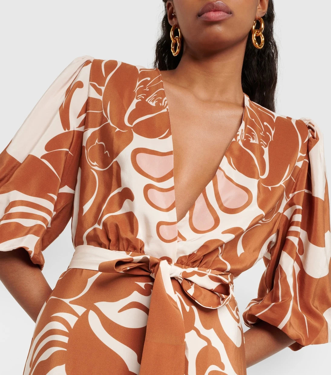 Adriana Degreas - Printed puff-sleeve silk maxi dress