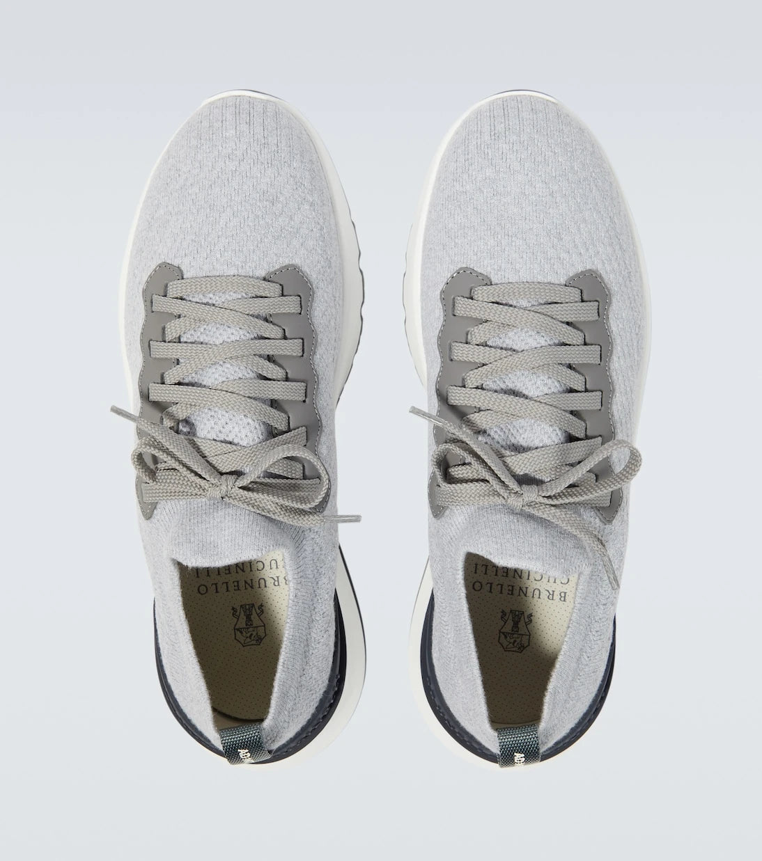 Brunello Cucinelli - Leather-trimmed knitted slip-on sneakers