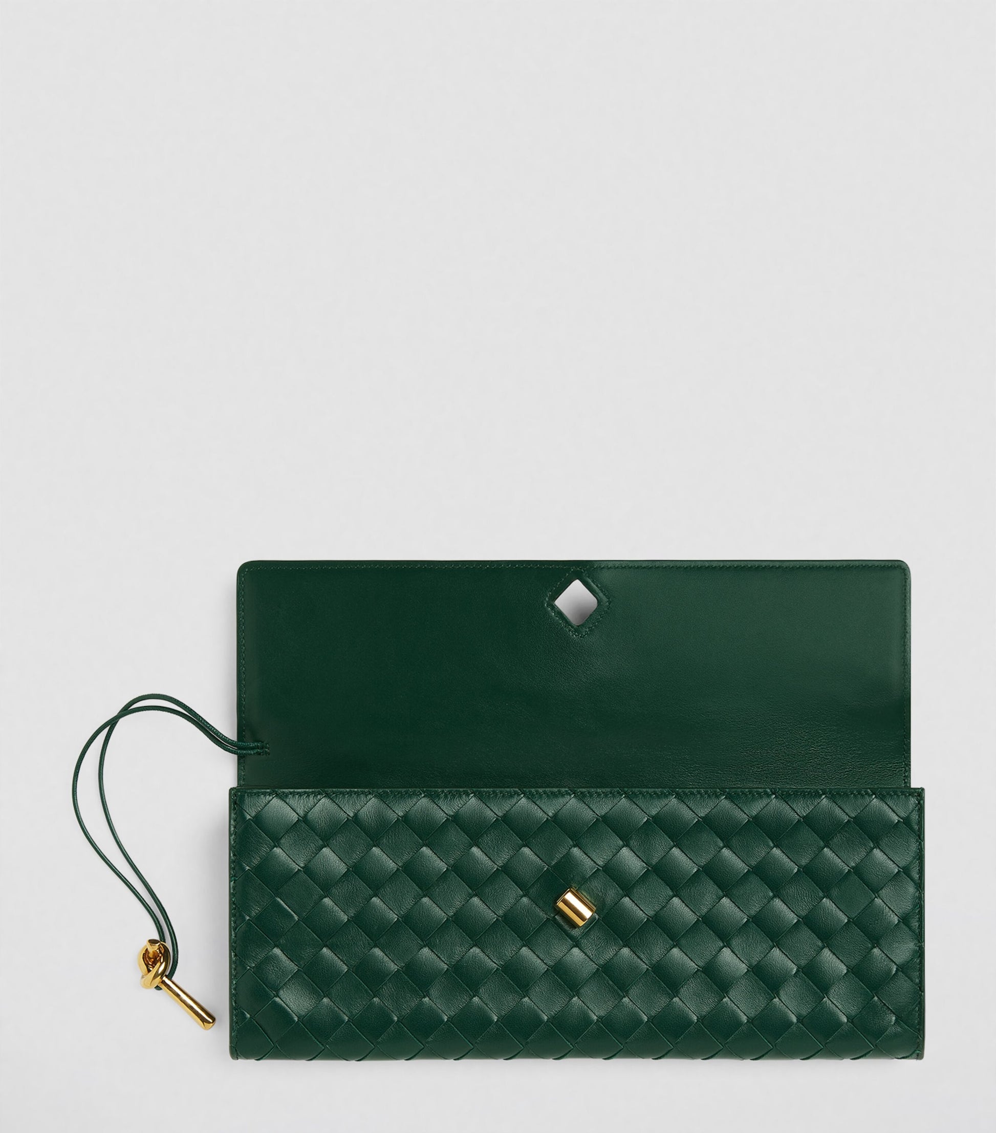 Bottega Veneta Green Small Leather Top-Handle Clutch Bag