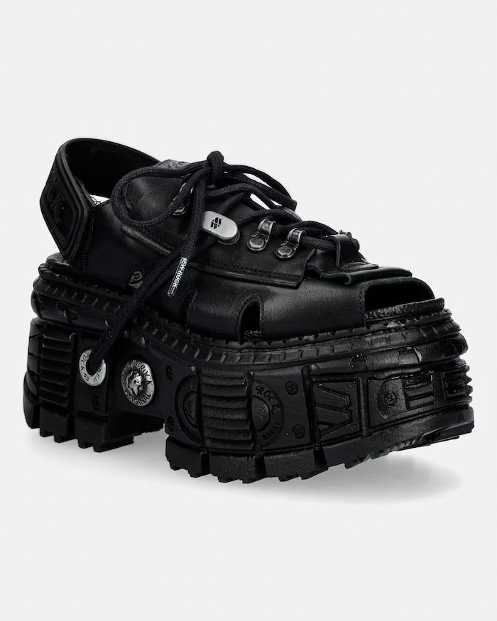 New Rock сандали дамски от кожа ITALI NEGRO, TANK CASCO NEGRO , BIOS N