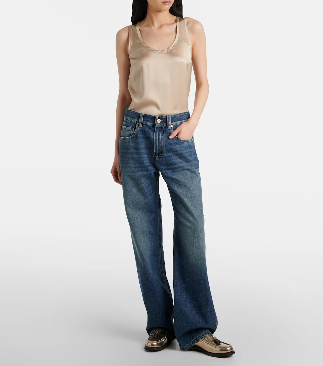 Brunello Cucinelli - جينز بقصّة مستقيمة وخصر منخفض