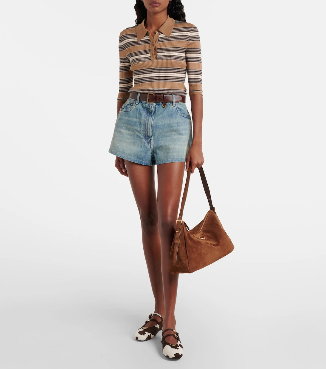 Prada - Prada Aimée Large suede shoulder bag