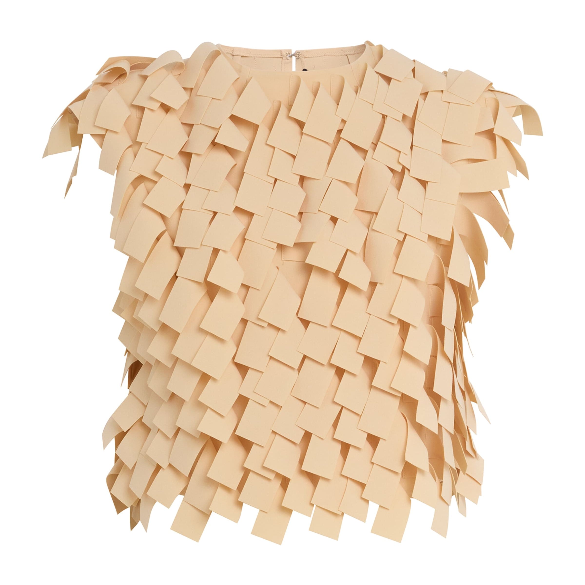 A.W.A.K.E Mode Beige Fringed Crop Top