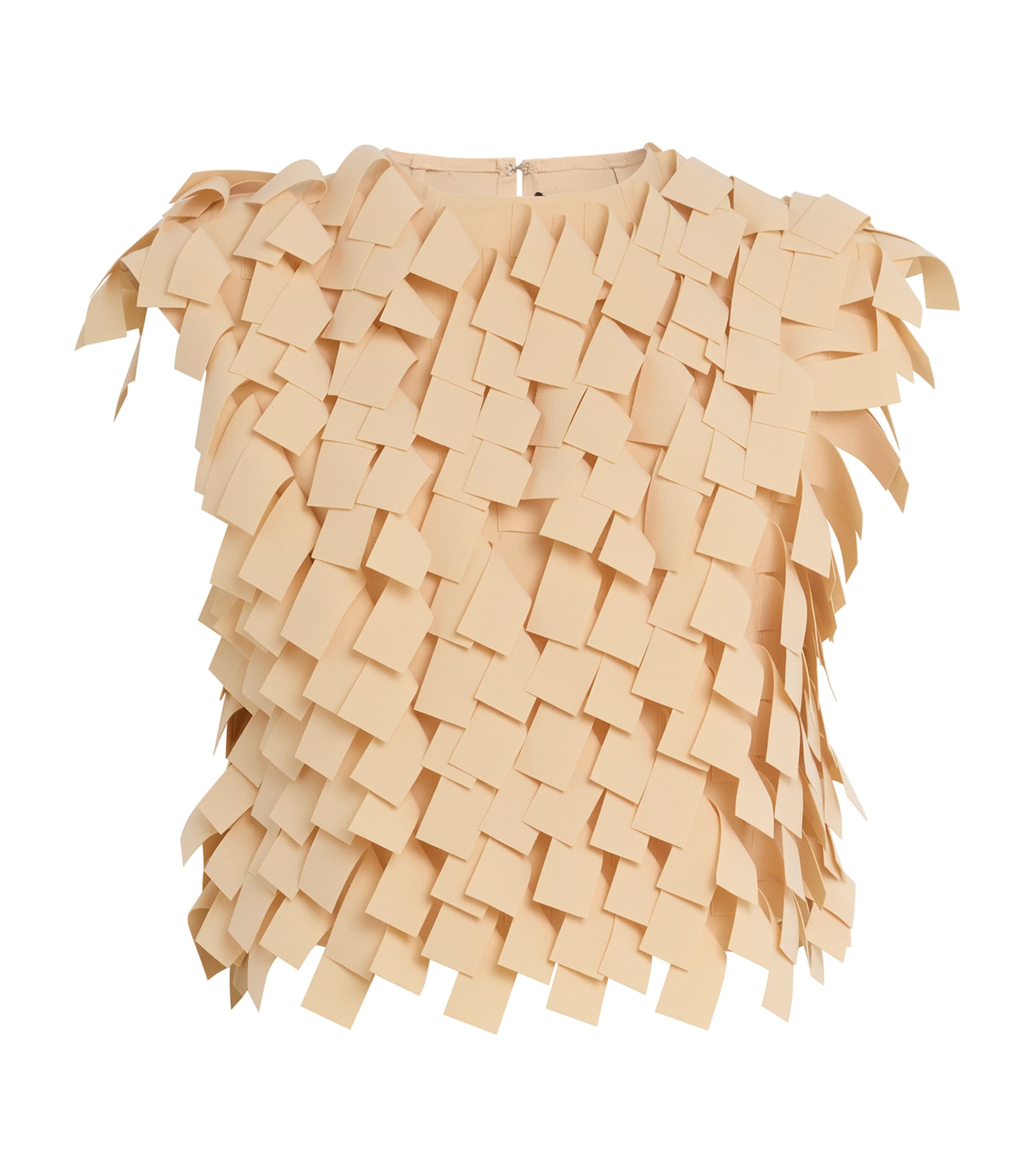 A.W.A.K.E Mode Beige Fringed Crop Top