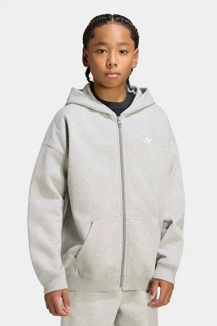 pamuklu, çocuklar için fermuarlı ve kapüşonlu adidas Originals sweatshirt