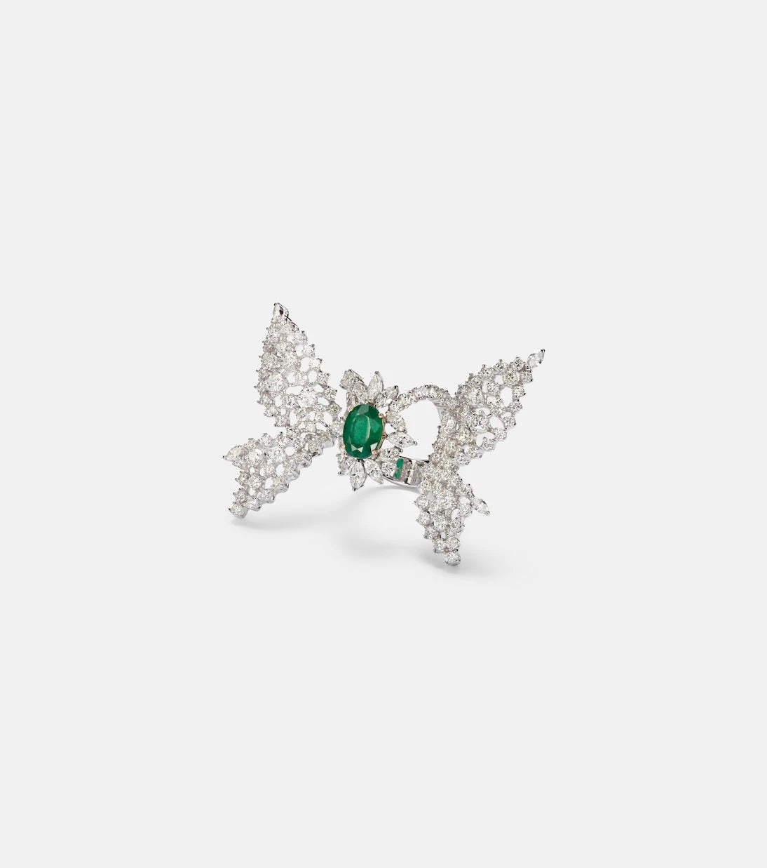 Yeprem - Reign Supreme 18kt white gold ring with emerald and diamonds