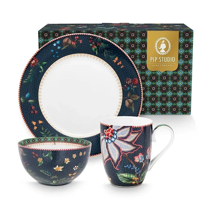 Комплект за закуска Pip Studio Berry Blues O22 cm / 250 ml (3 броя)