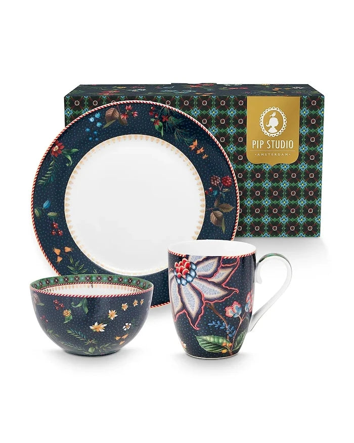 Pip Studio Berry Blues Kahvaltı Seti Ø22 cm / 250 ml (3 parça)
