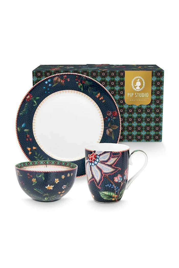 Комплект за закуска Pip Studio Berry Blues O22 cm / 250 ml (3 броя)