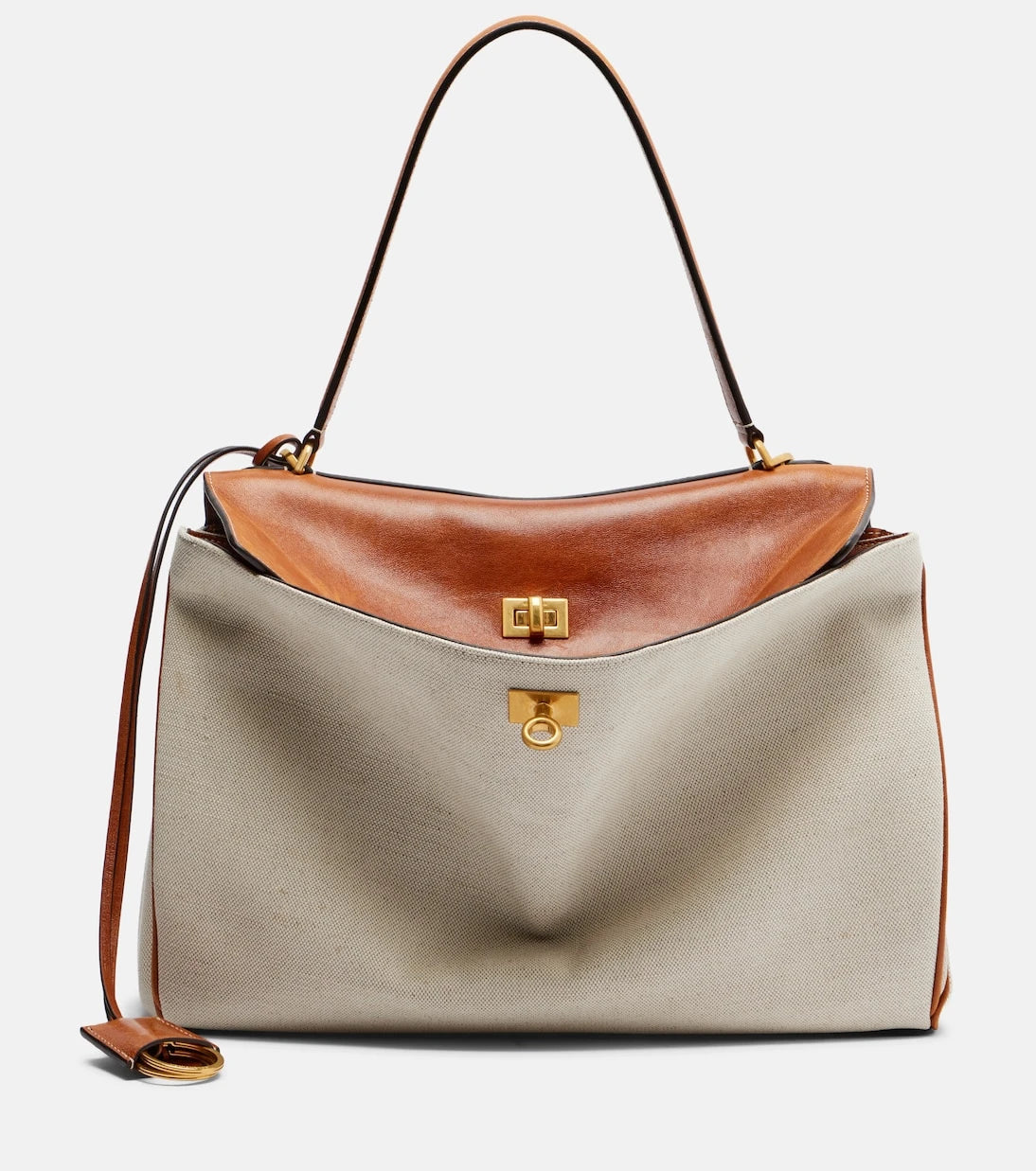 Balenciaga - Rodeo Medium leather-trimmed canvas top-handle bag