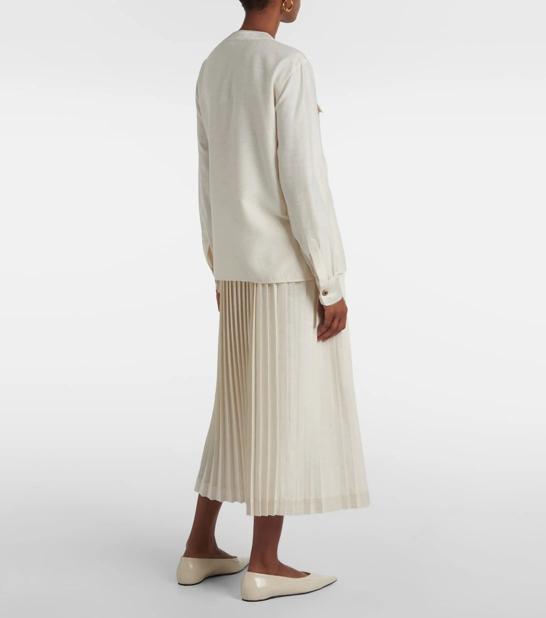 Loro Piana - بلوزة كوينسي من حرير الشانتون