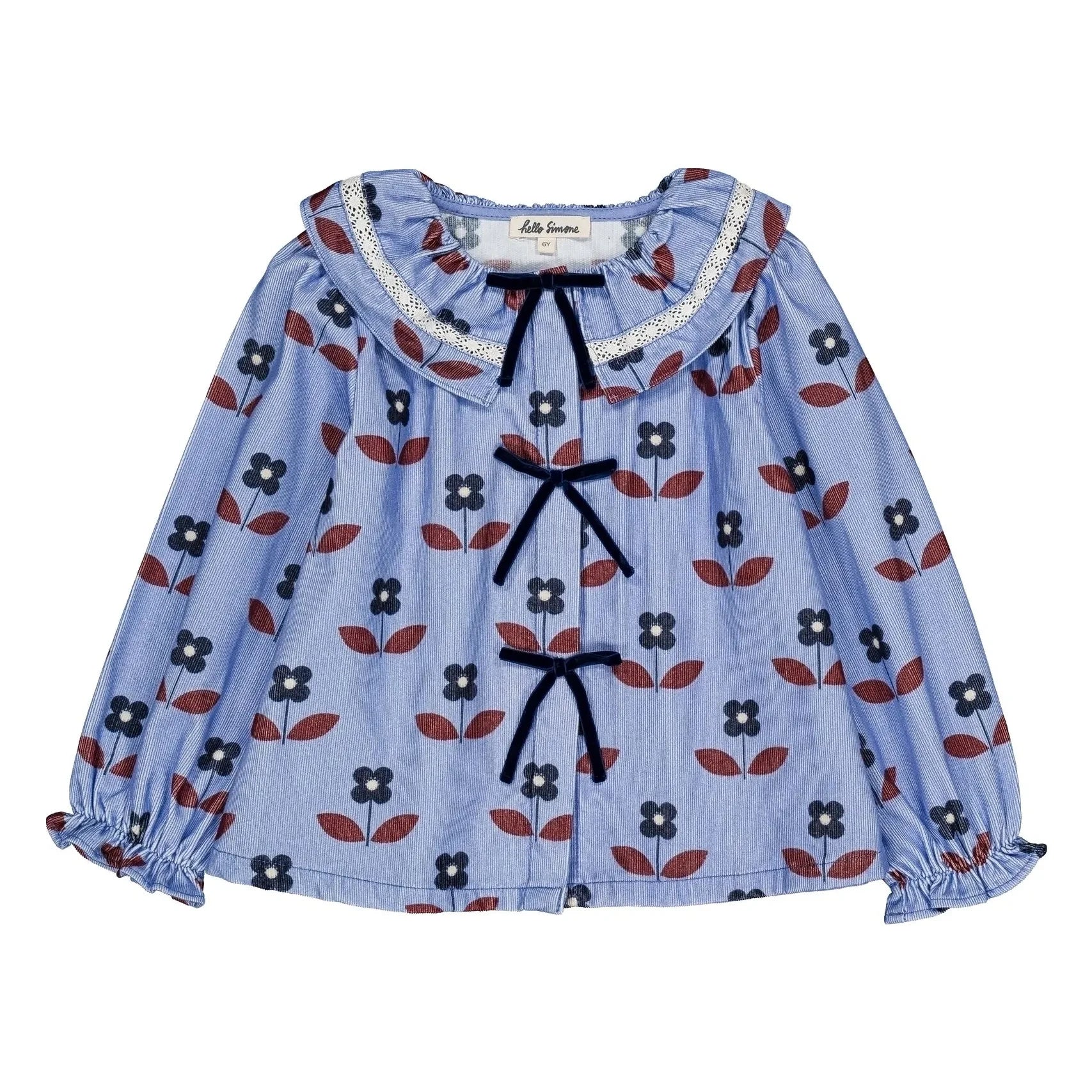 Hello Simone - Myrtille Fleurie Corduroy Blouse | Blue