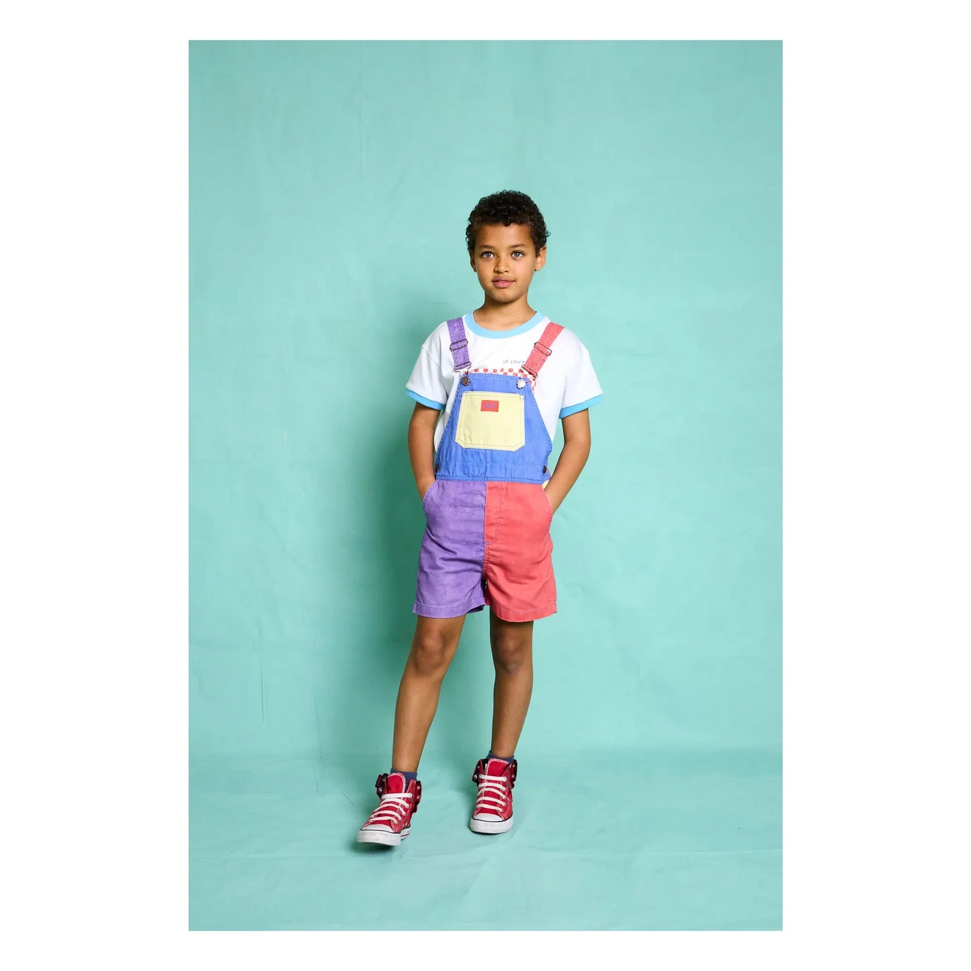 Favorite People - Colorblock Mozzarella Short Dungarees | Purple