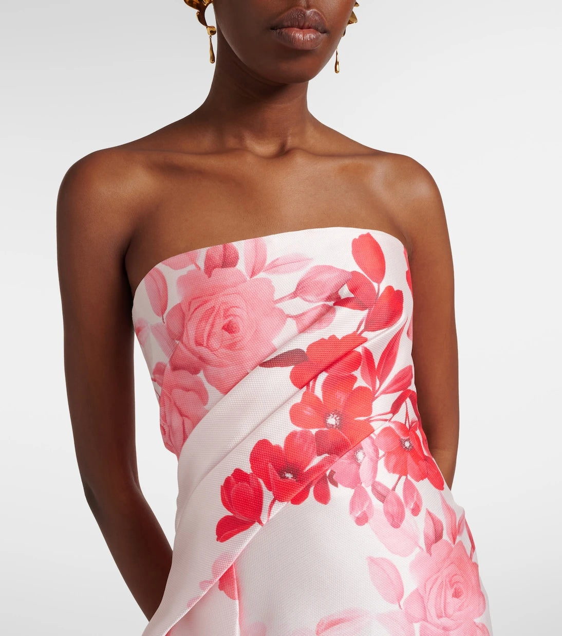 Monique Lhuillier - Floral draped satin gown