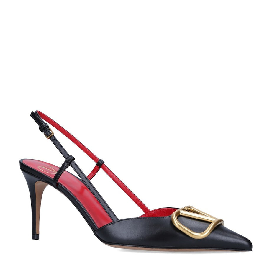 Valentino Garavani Black Valentino Garavani VLOGO Slingback Pumps 80