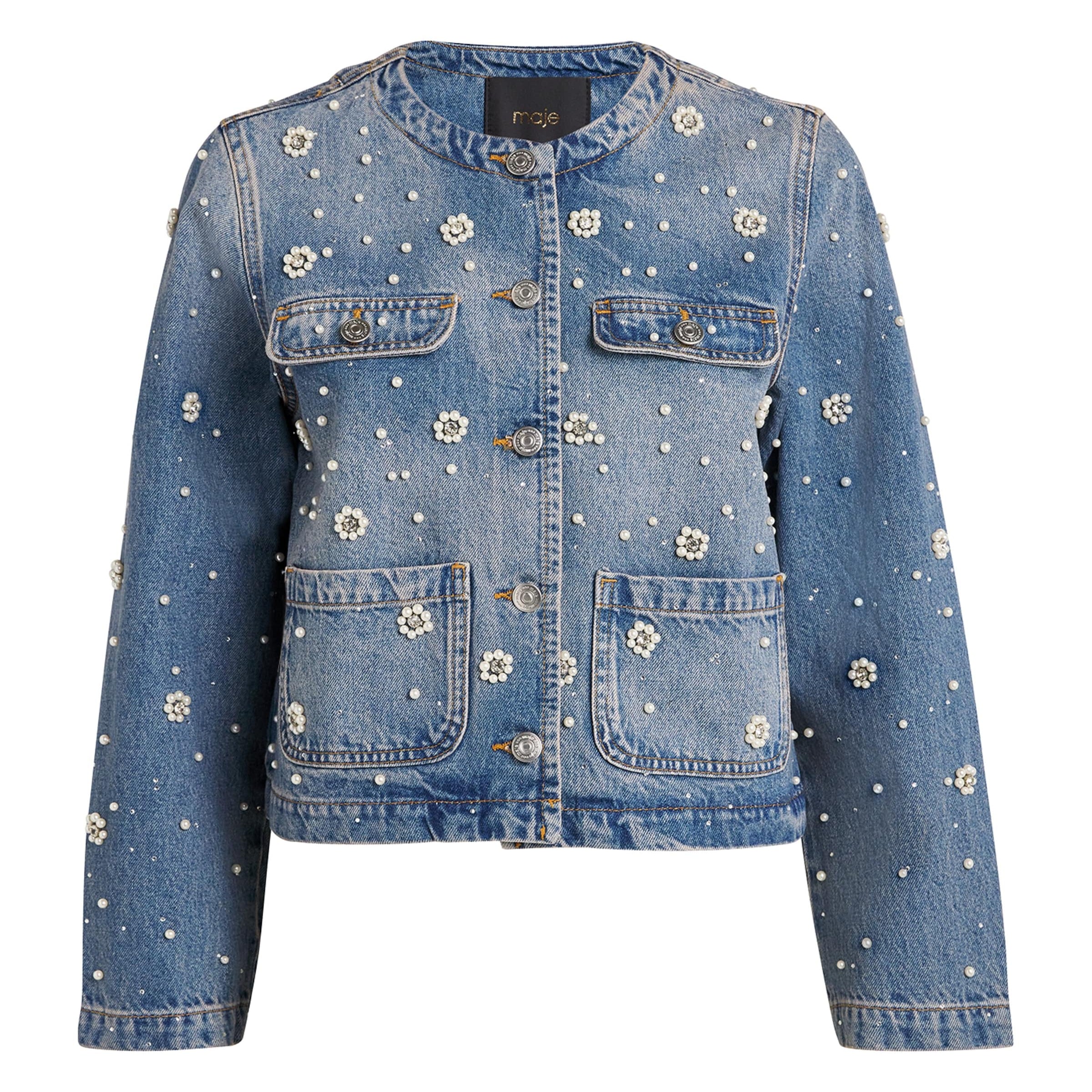 Blue Denim Embellished Jacket