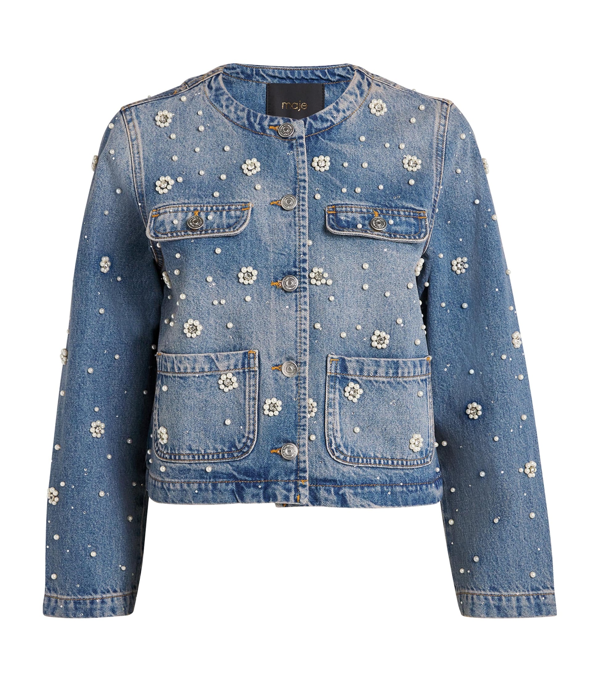 Blue Denim Embellished Jacket