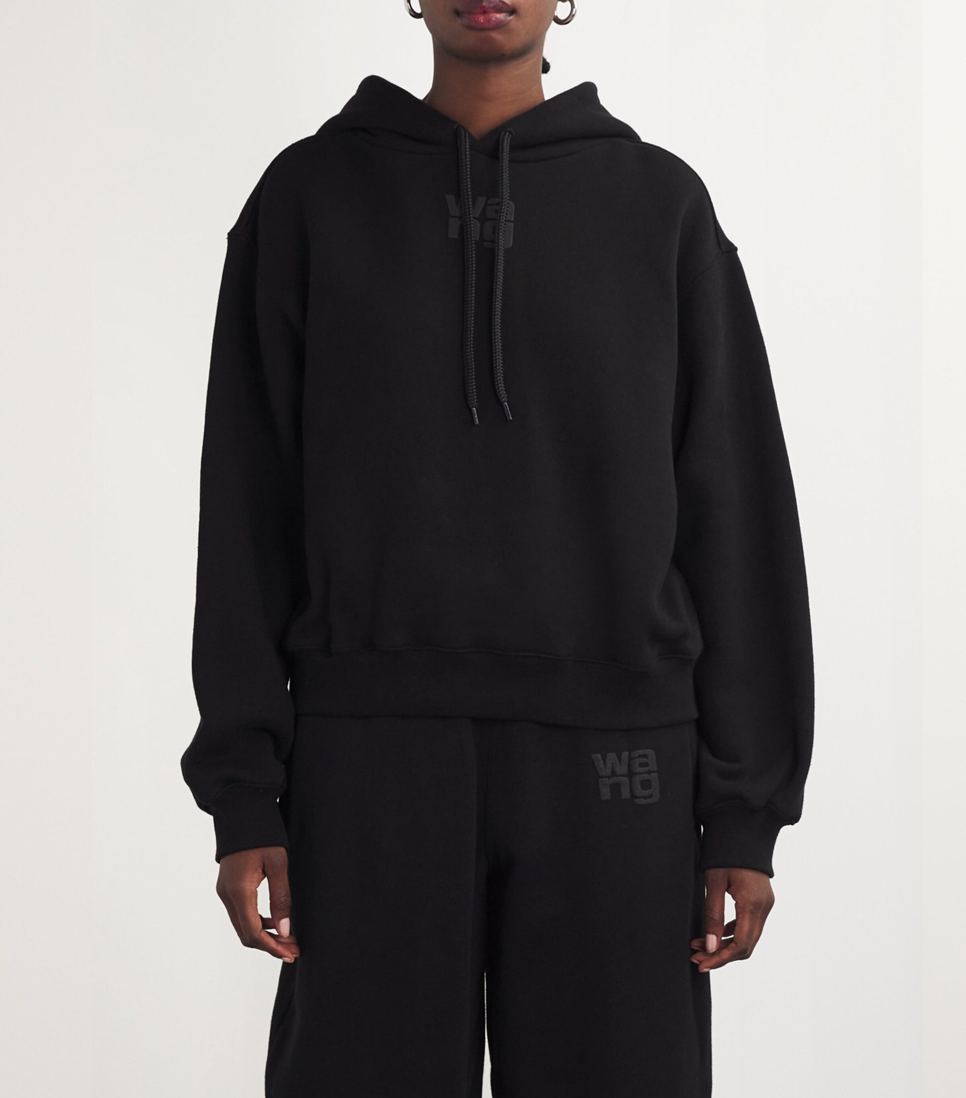 Black Cotton Logo Hoodie