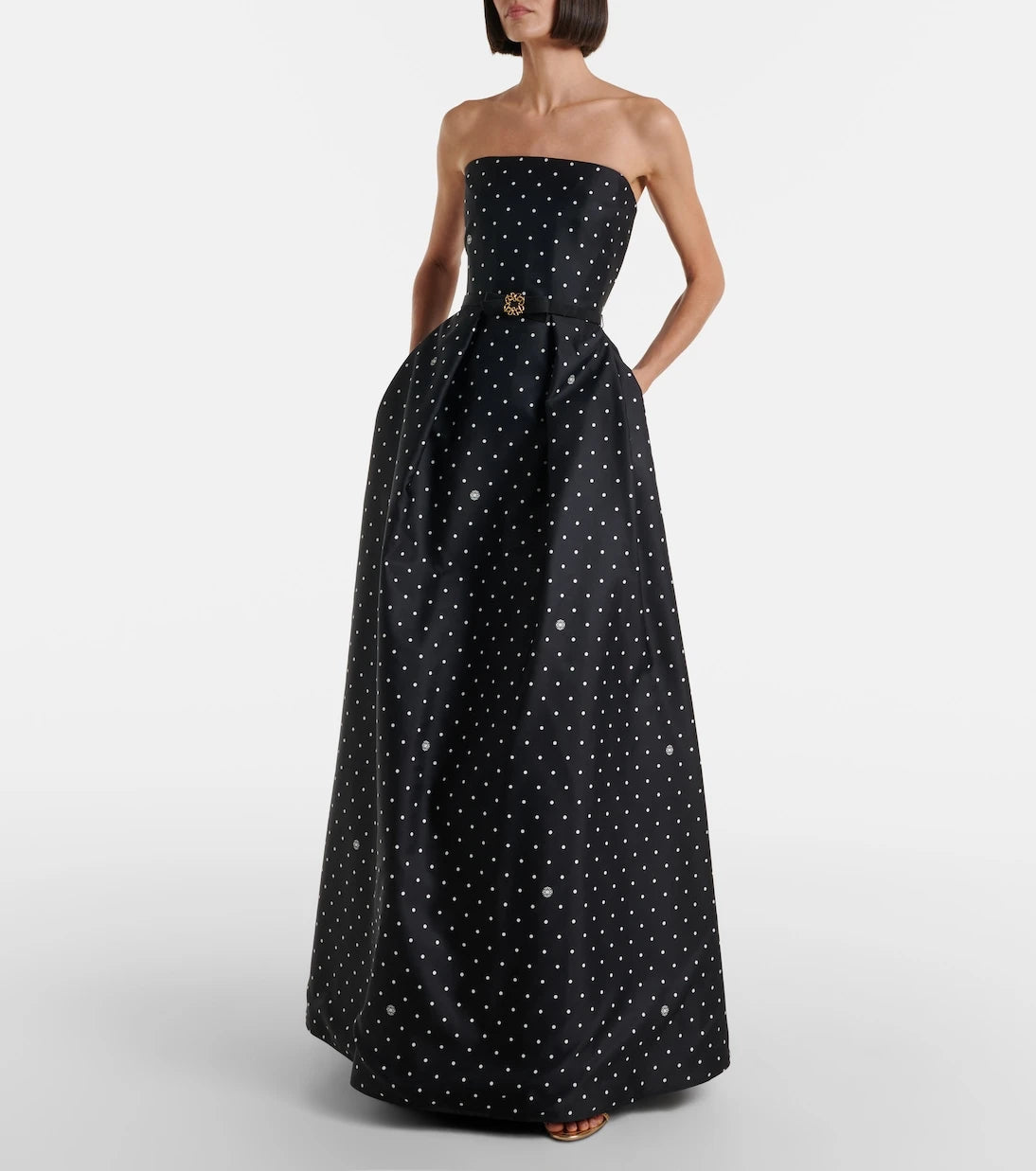 Elie Saab - Kuşaklı puantiyeli elbise