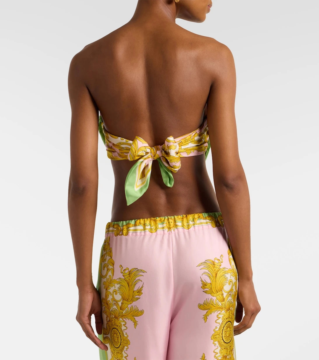 Versace - Printed silk twill bandeau top