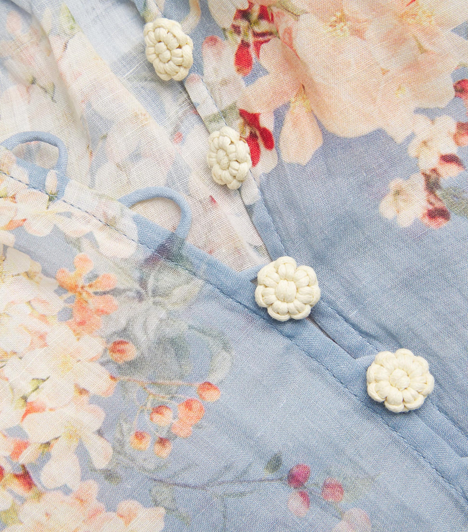 Zimmermann Blue Ramie Cascadian Billow Blouse