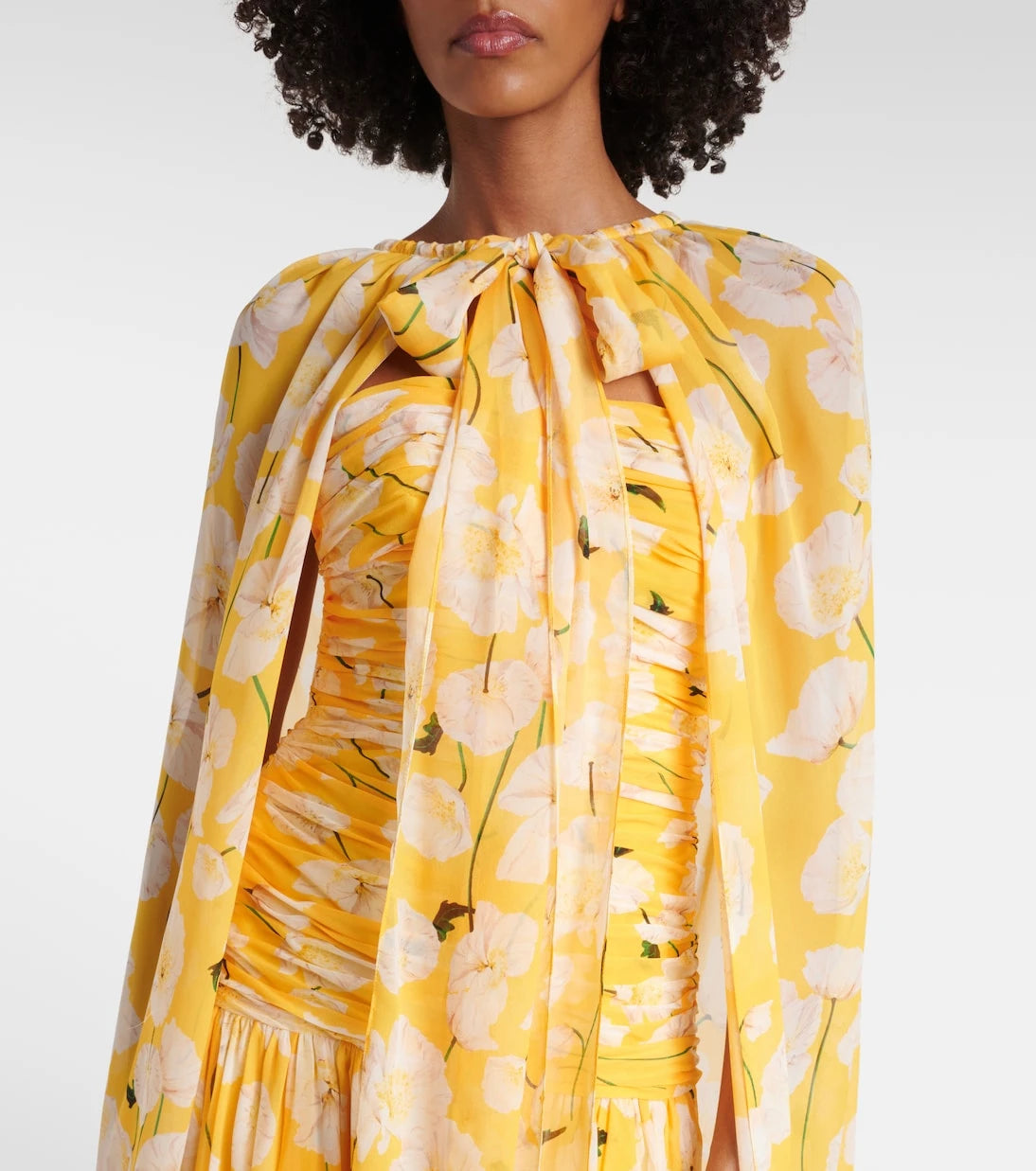 Carolina Herrera - Gathered caped silk gown