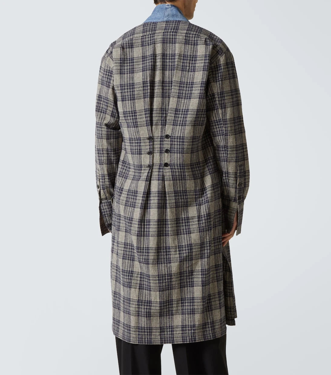 Greg Lauren - Plaid denim-trimmed cotton coat