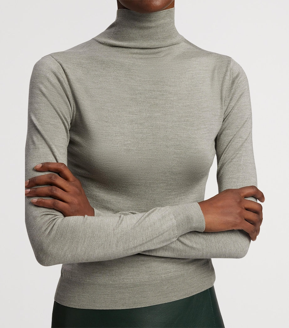 Ralph Lauren Collection Grey Mulberry Silk-Blend Turtleneck Sweatshirt