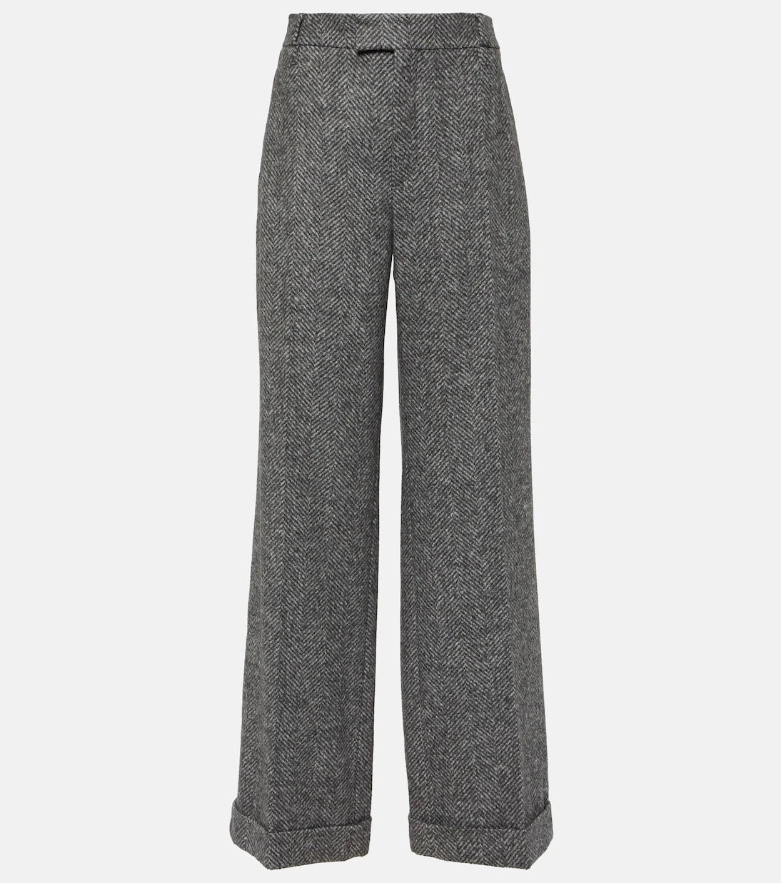 Brunello Cucinelli - Herringbone wool-blend flared pants