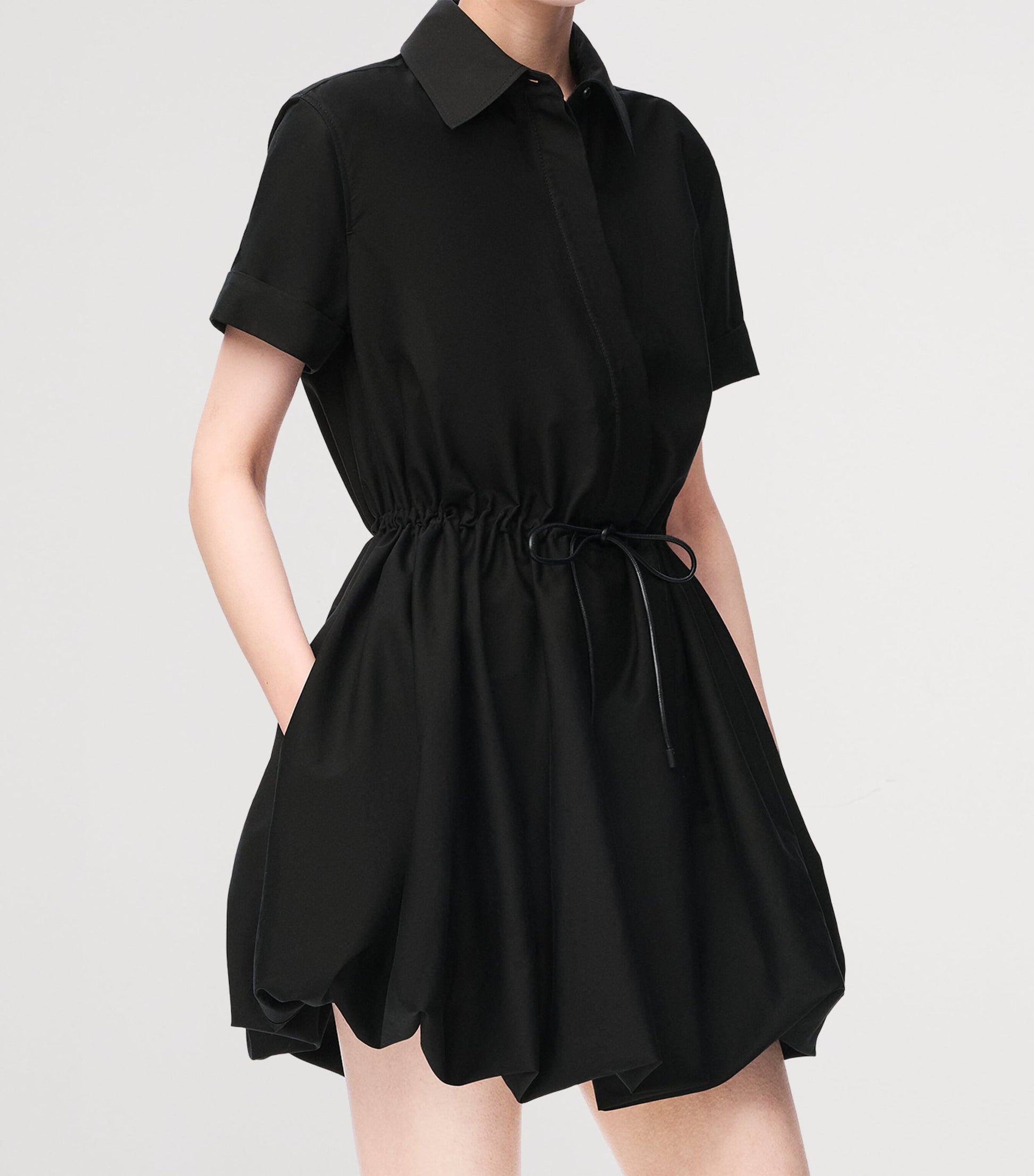 LOEWE Black Tie-Waist Mini Shirt Dress
