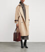 Beige Sheepskin-Trim Trench Coat