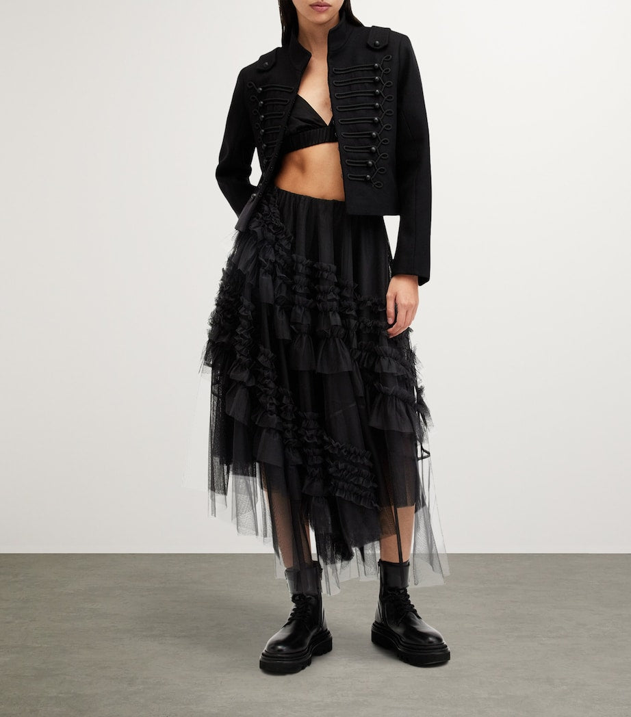 Black Tulle Jen Midi Skirt