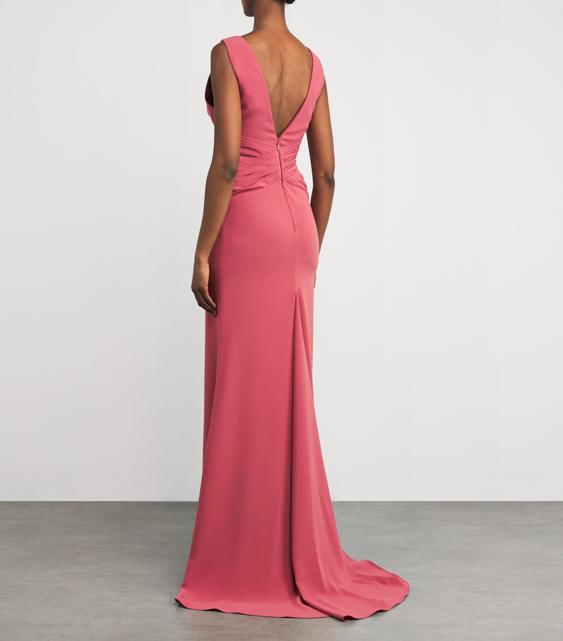 Pink V-Neck Criss-Cross Gown