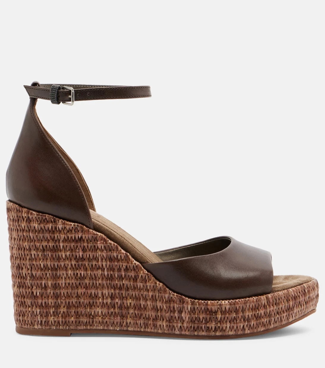 Brunello Cucinelli - Monili leather espadrille wedges