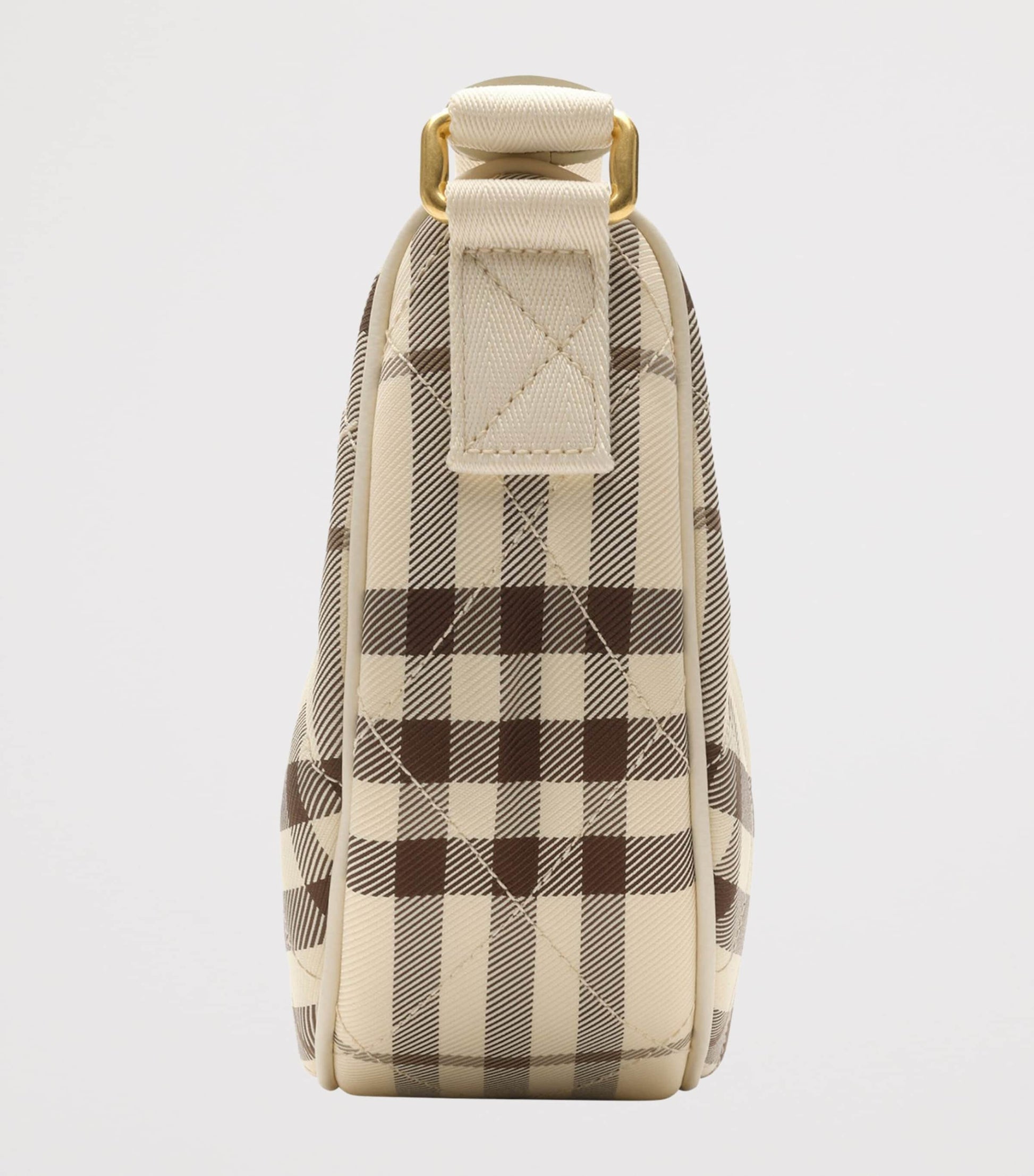 Burberry Leather-Trim Check Horseshoe Cross-Body Bag