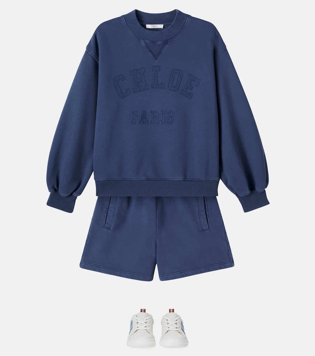 Chloé Kids - شورت من الصوف القطني بشعار الماركة
