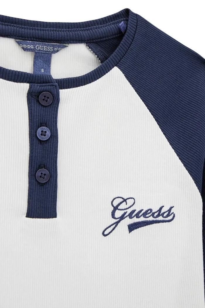 Guess çocuklar için pamuk ve elastan uzun kollu bluz