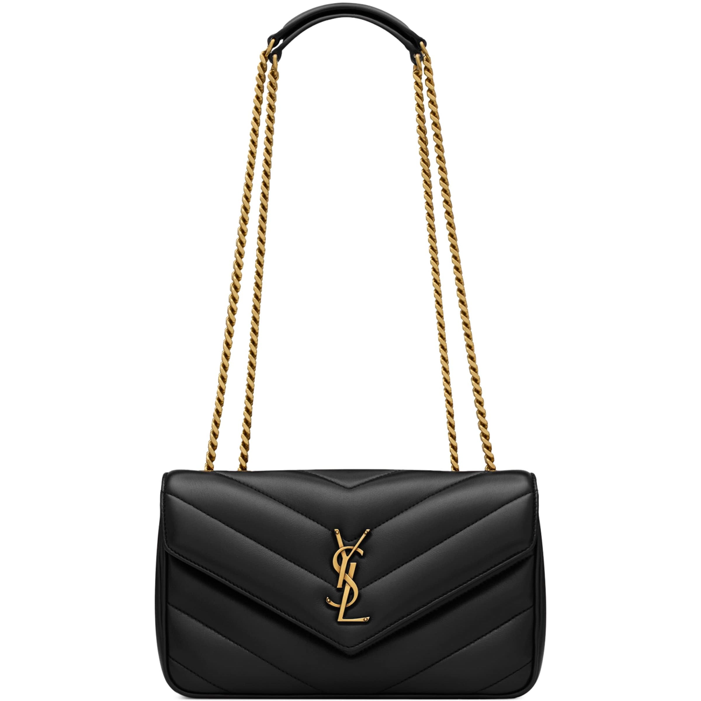 Saint Laurent Black Small Loulou Matelassé Shoulder Bag