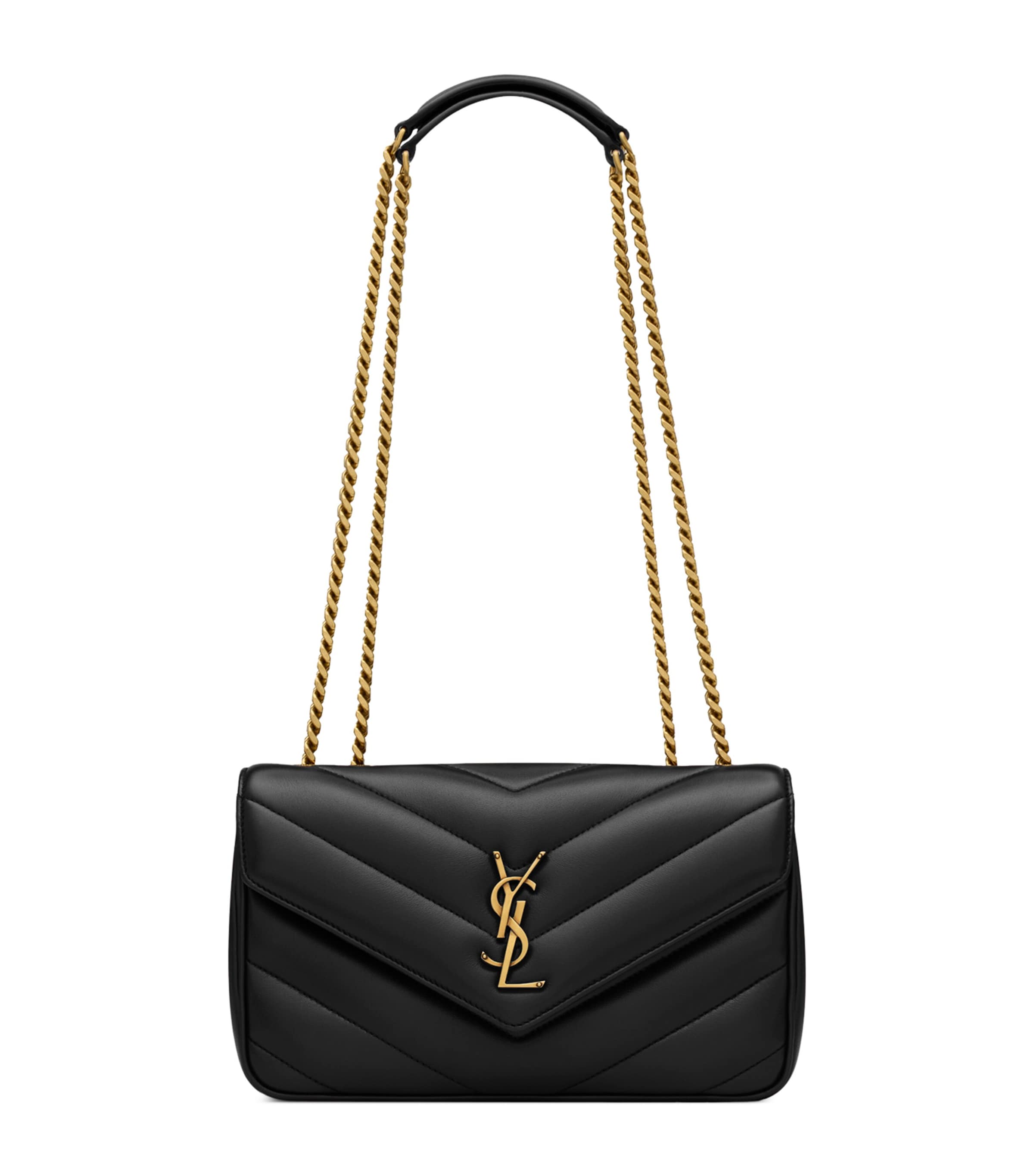Saint Laurent Black Small Loulou Matelassé Shoulder Bag