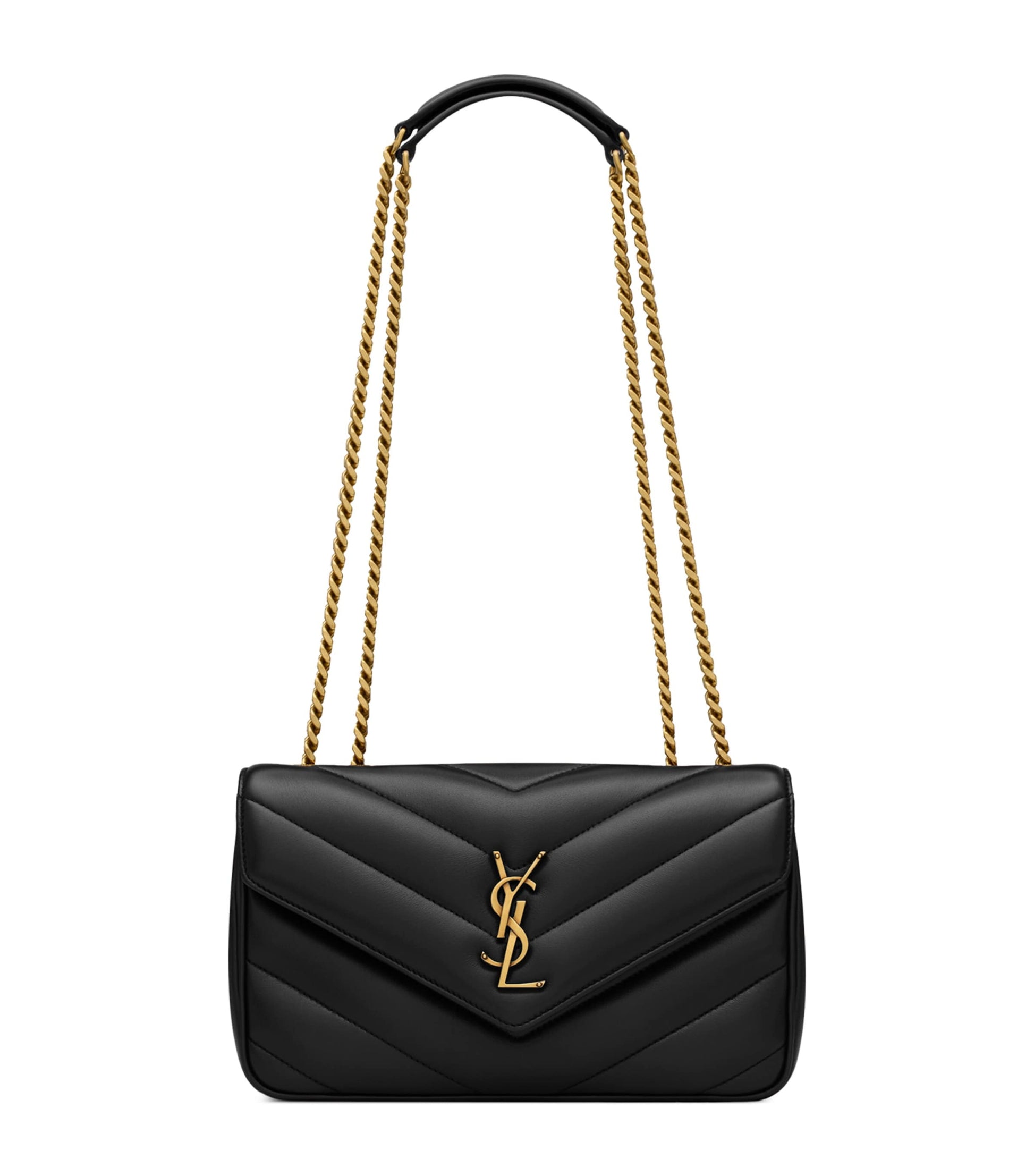 Saint Laurent Black Small Loulou Matelassé Shoulder Bag