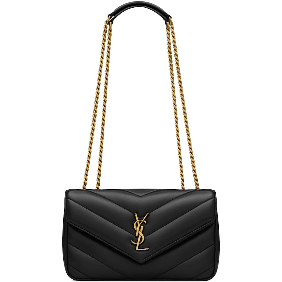 Saint Laurent Black Small Loulou Matelassé Shoulder Bag