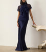 Ralph Lauren Collection Navy Satin Masina Maxi Skirt