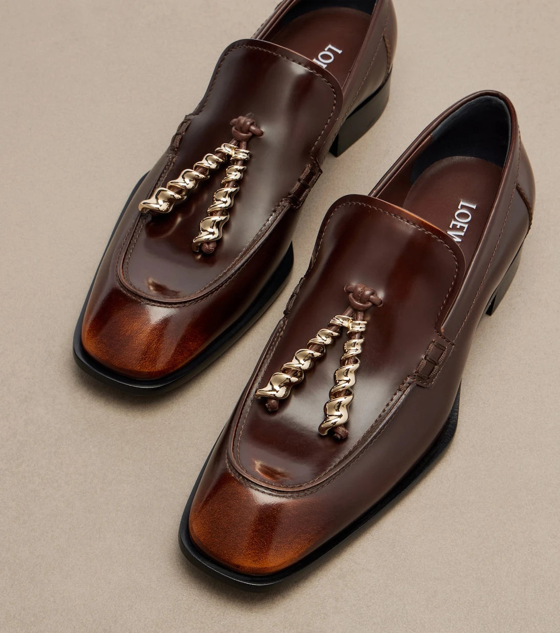 Loewe - Embellished leather loafers