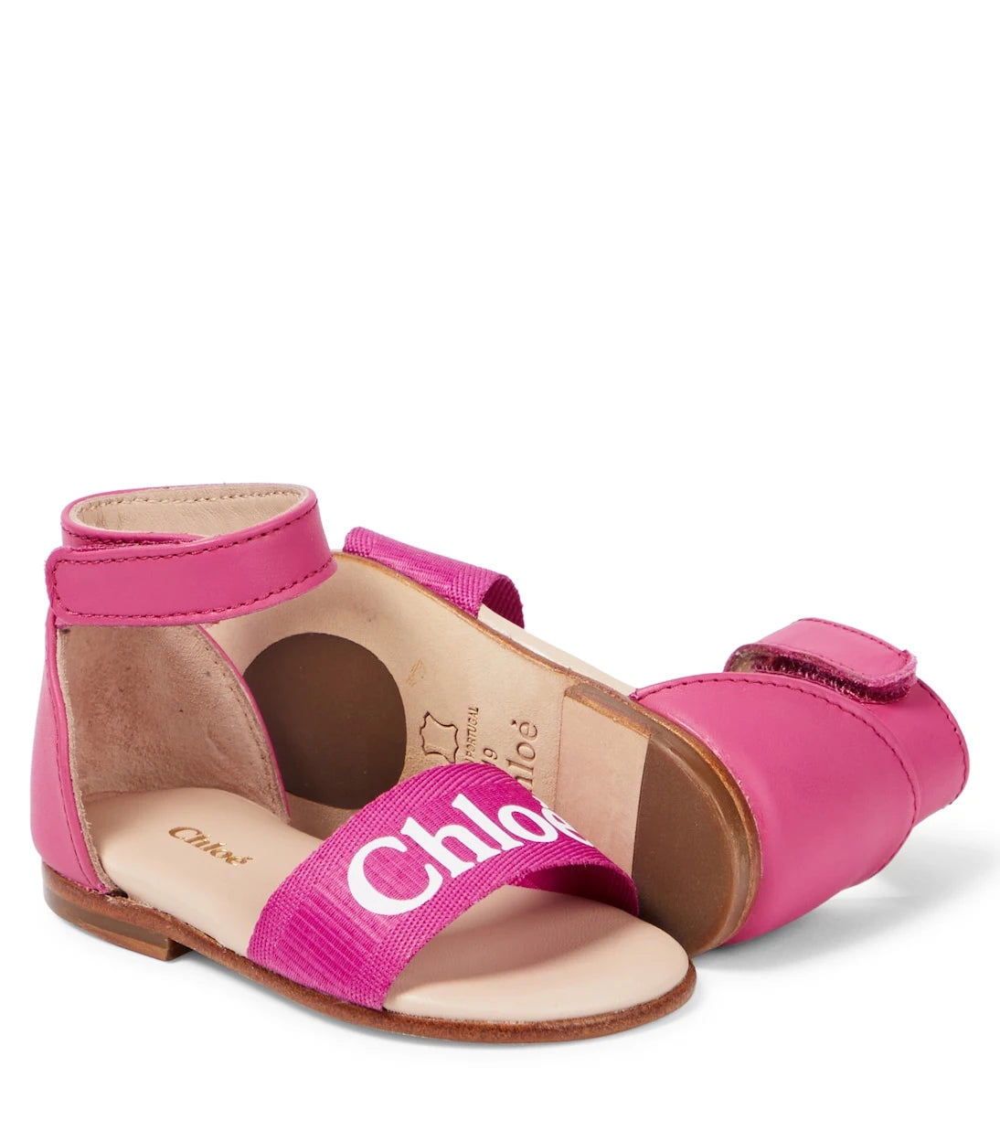 Chloé Kids - Baby logo leather and canvas sandals