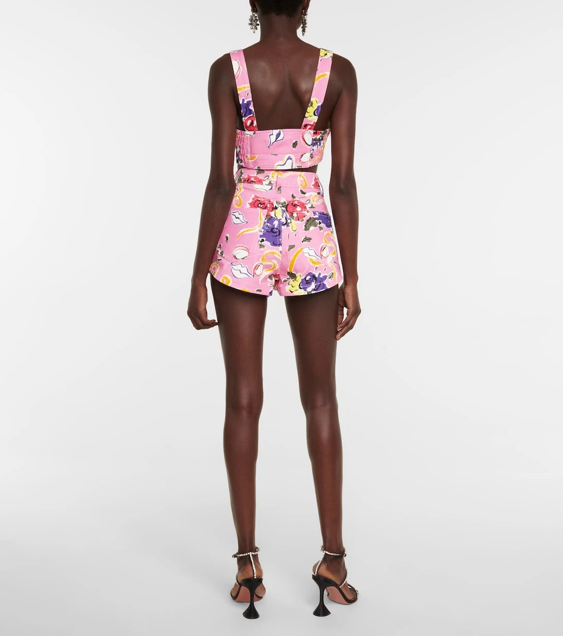 Alessandra Rich - Floral cotton gabardine bralette