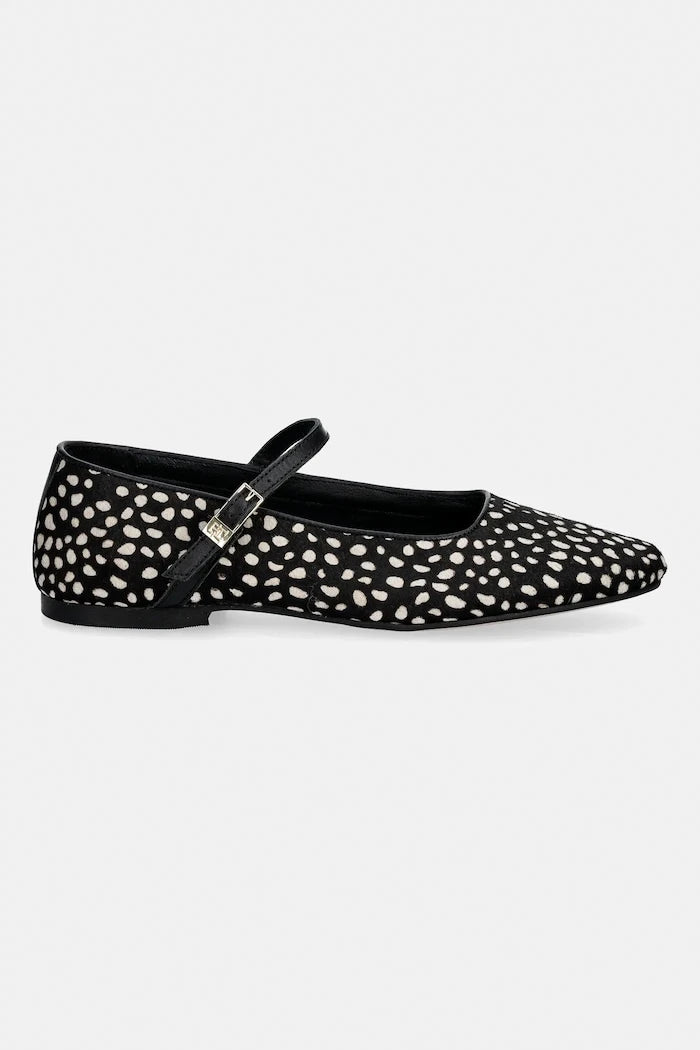 Tommy Hilfiger TH BUCKLE CALF HAIR BALLERINAS Deri Babetler