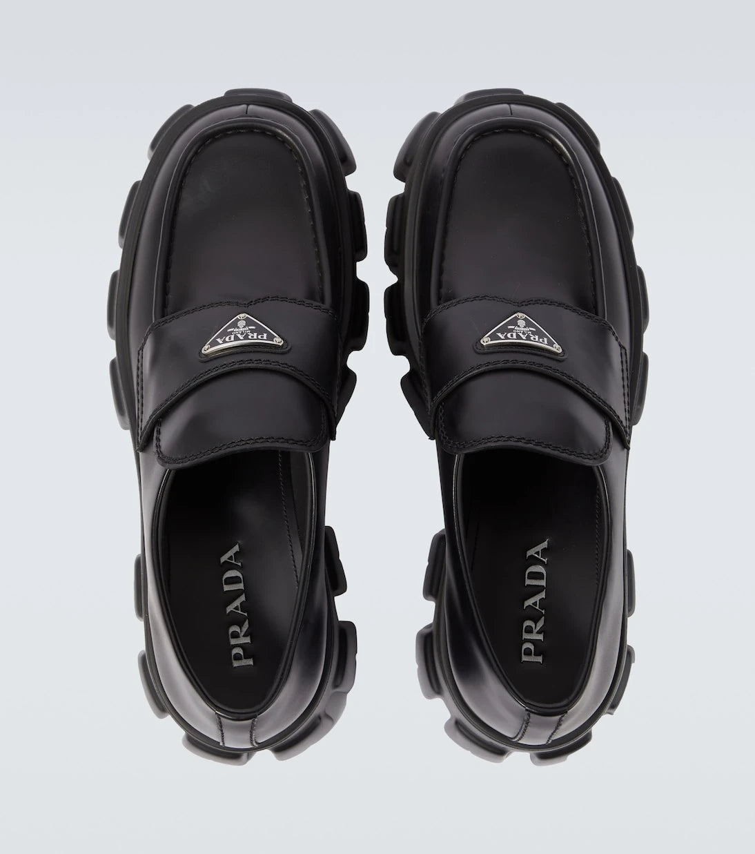 Prada - Logo leather platform loafers