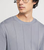 Eleventy Blue Cotton-Cashmere Ribbed Sweater