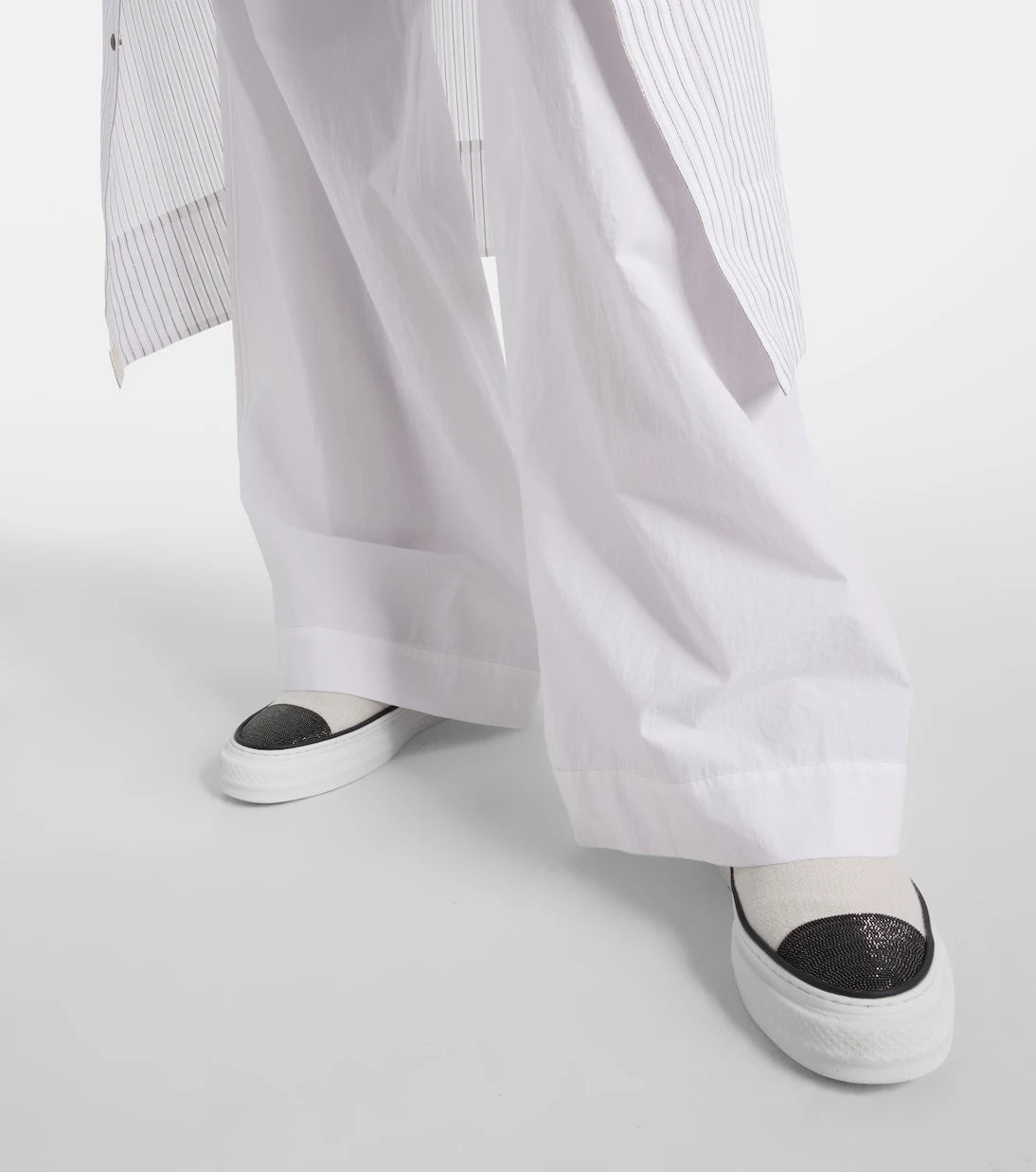 Brunello Cucinelli - Monili canvas slip-on shoes
